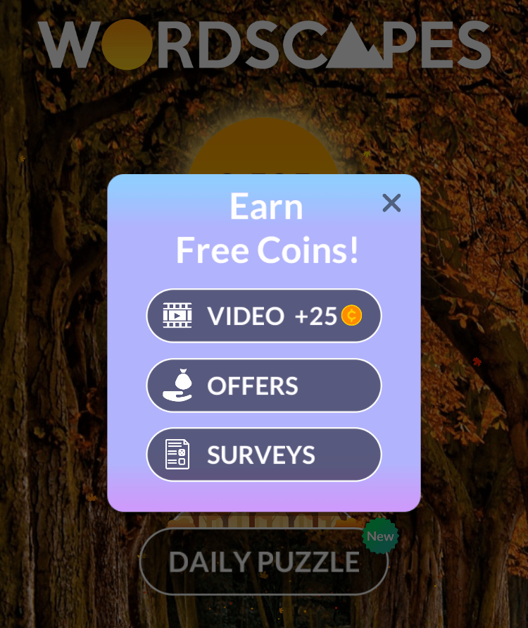 Wordscapes call to action
